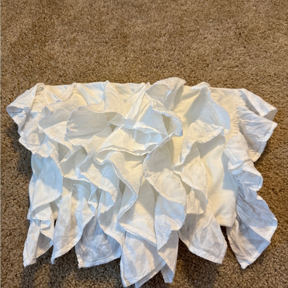 Anthropologie White Ruffle Tube Top